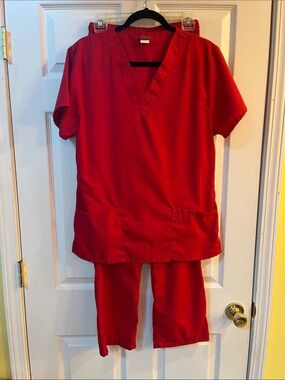 Women's Denice Red Scrub Set